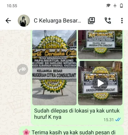 Pengiriman Papan Bunga Duka Api Api Wonokerto